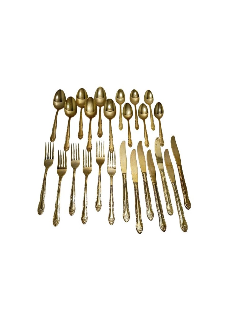 Vintage Floral Lifetime Gold Silverware Flatware Stainless Steel 6 Settings